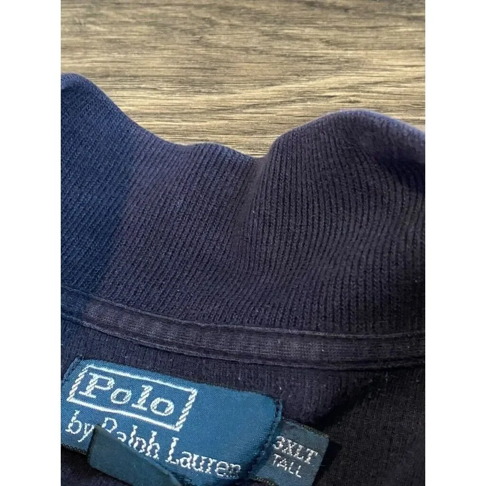 EUC Mens Polo By Ralph Lauren 1/4 zip blue pullover THICK 100% cotton size 3XLT